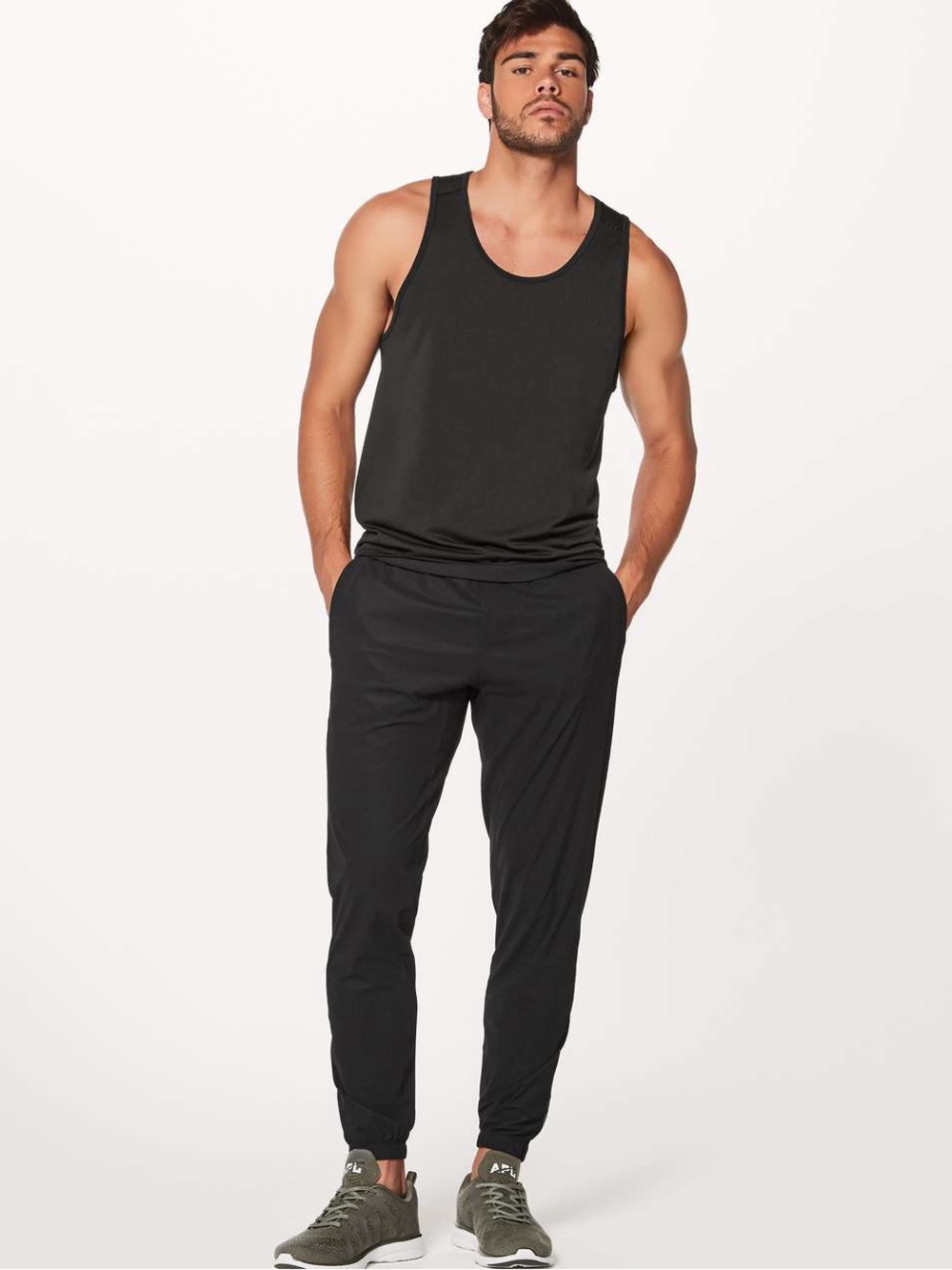Lululemon Surge Jogger 29" Black Bottoms Zip Ankle Pockets Workout Athletic